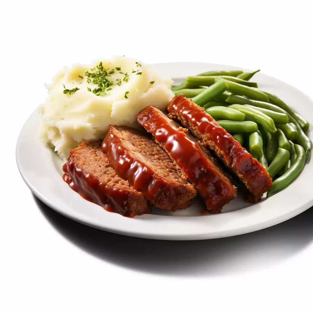 Classic Meatloaf with Smashed Potatoes and Green Beans