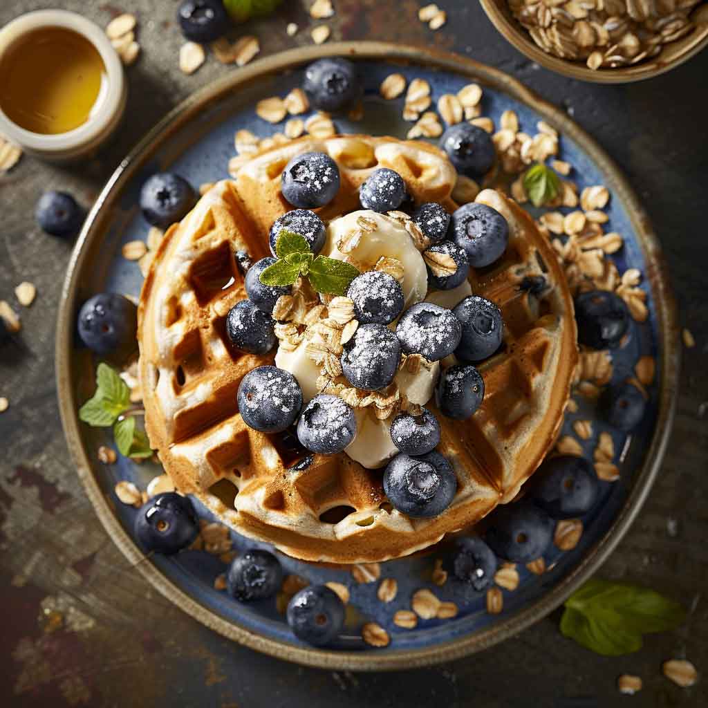 Blueberry Oat Waffles